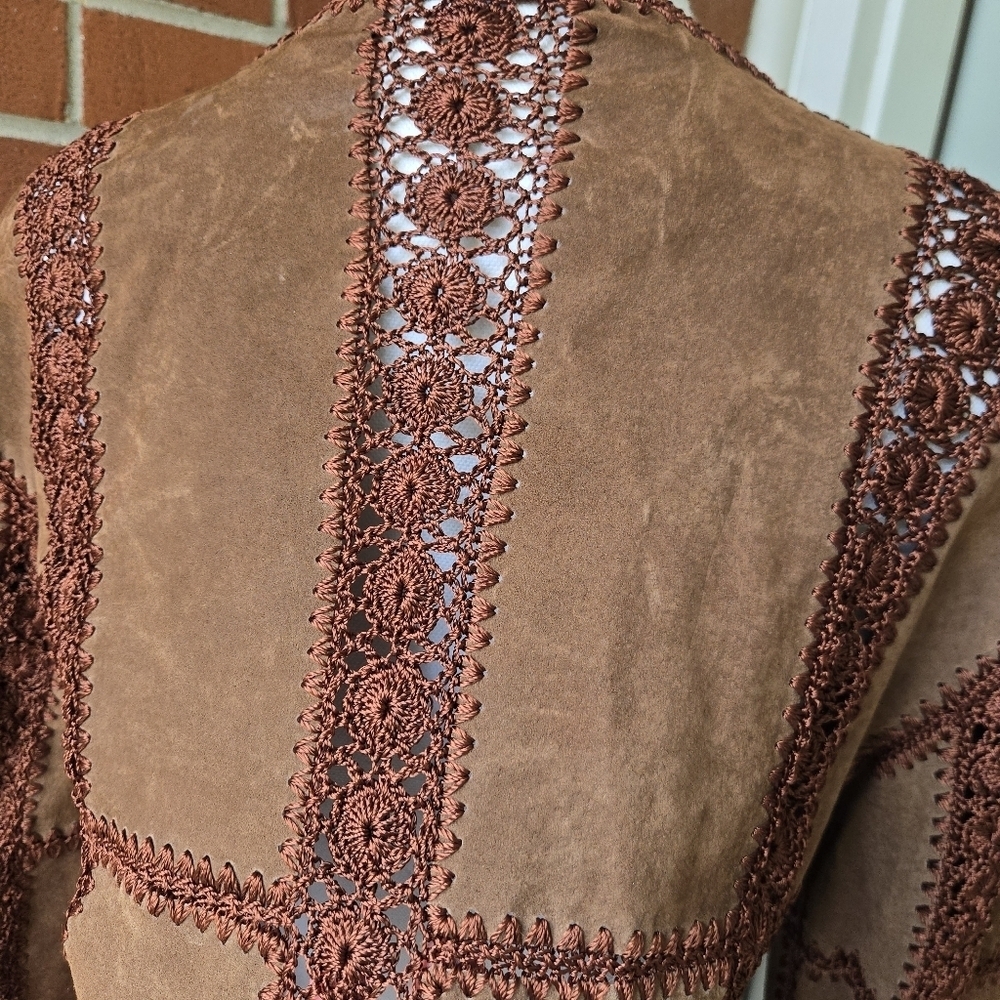 Vintage SMH Crochet Leather 2 Piece Jacket & Trouser Set - Picture 11 of 14